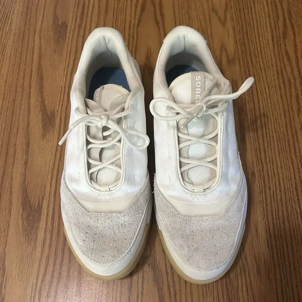 Sorel ONA 718 Men’s Suede  Sneakers Size 11 Style NM4800-125 white & taupe
